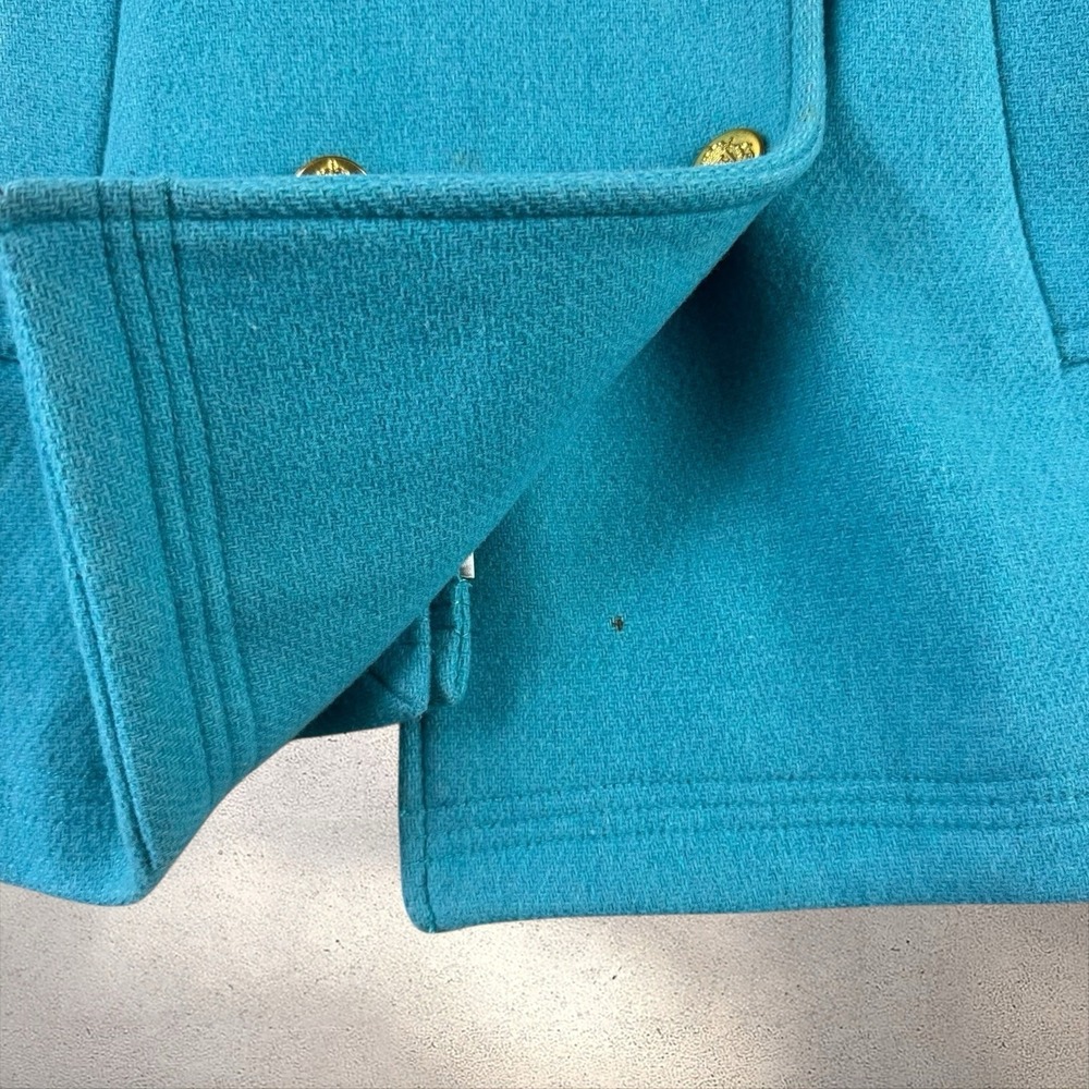 J. Crew Wool Stadium Cloth by Nello Gori Majesty‎ Peacoat Turquoise Aqua Sz 2 - Picture 3 of 7